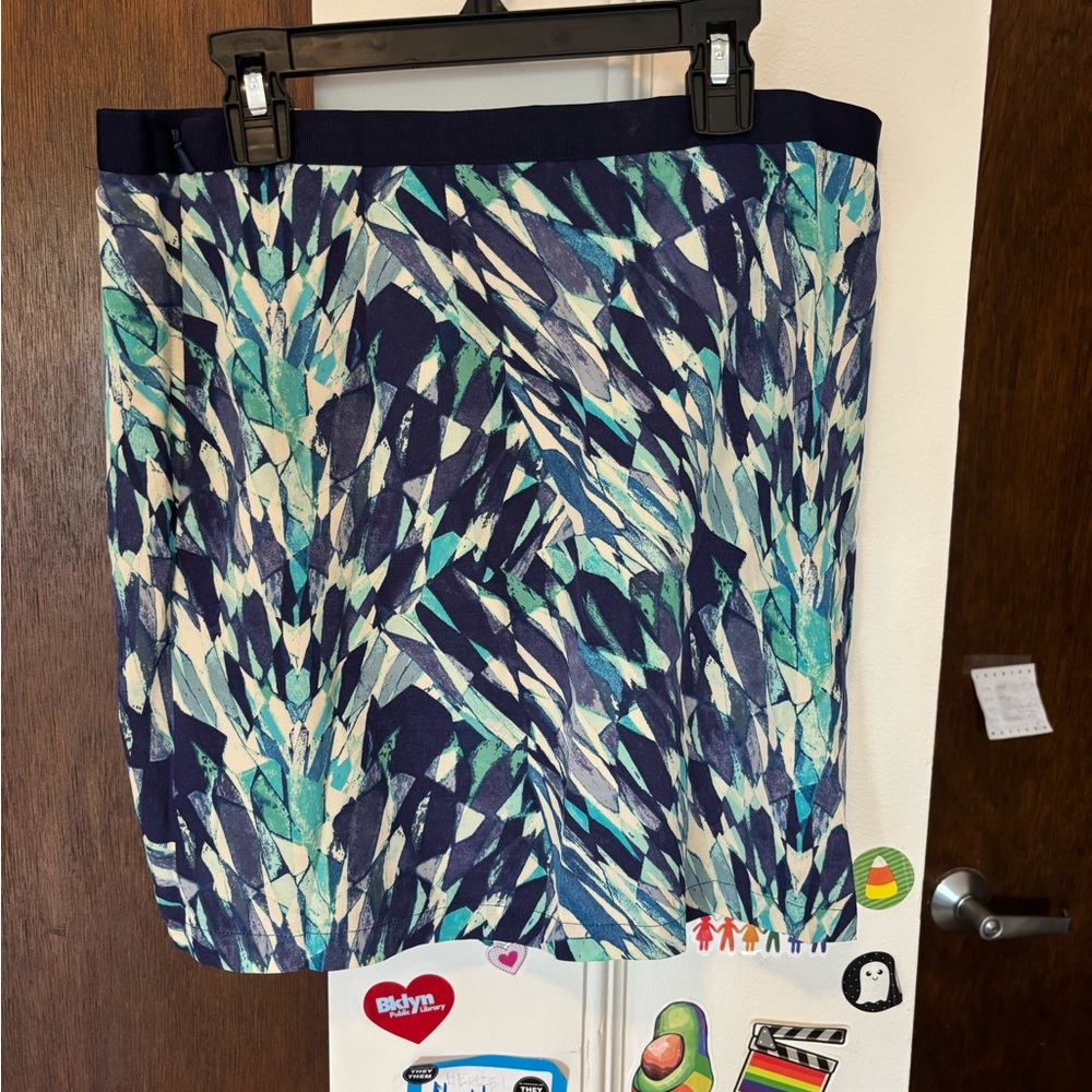 Patterned Blue and Turquoise Silk Women's Skirt by Madewell